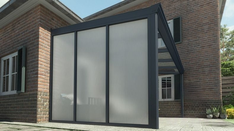 Parete Laterale Veranda Antracite (RAL 7016) - 3,0 metri con Policarbonato Opale