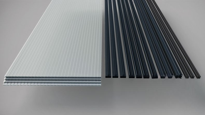 Parete Laterale Veranda Antracite (RAL 7016) - 4,0 metri con Policarbonato Opale