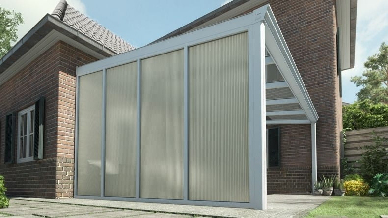 Parete Laterale Veranda Bianco (RAL 9016) - 3,5 metri con Policarbonato Opale