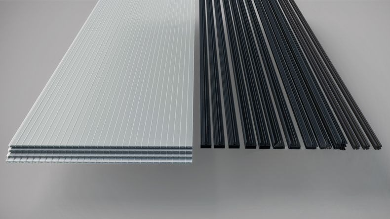 Parete Laterale Veranda Nero (RAL 9005) - 4,0 metri con Policarbonato Opale