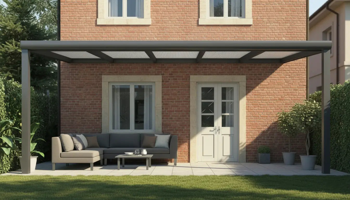 Veranda moderna antracite con policarbonato opale (charlie)