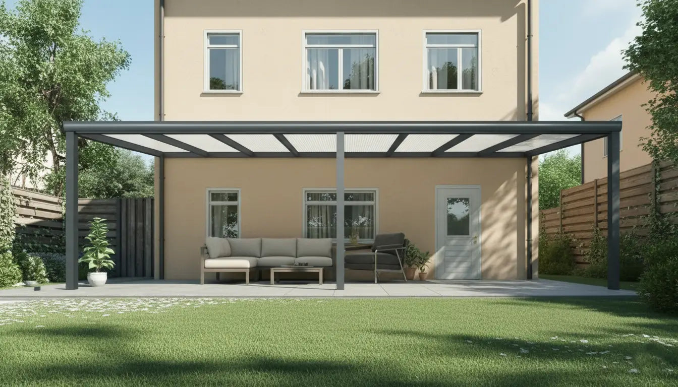 Veranda moderna antracite con policarbonato opale (charlie)