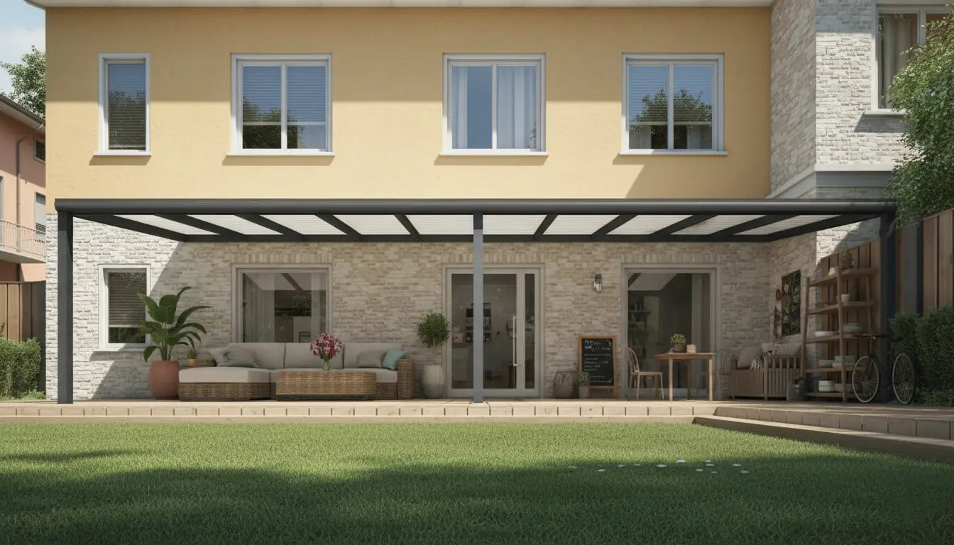 Veranda moderna antracite con policarbonato opale (charlie)